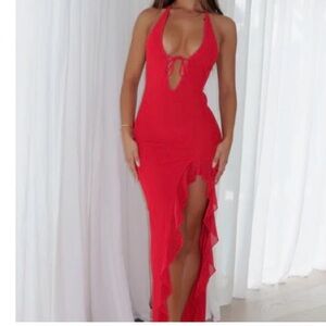 White Fox Boutique Vibrant Red Backless Dress